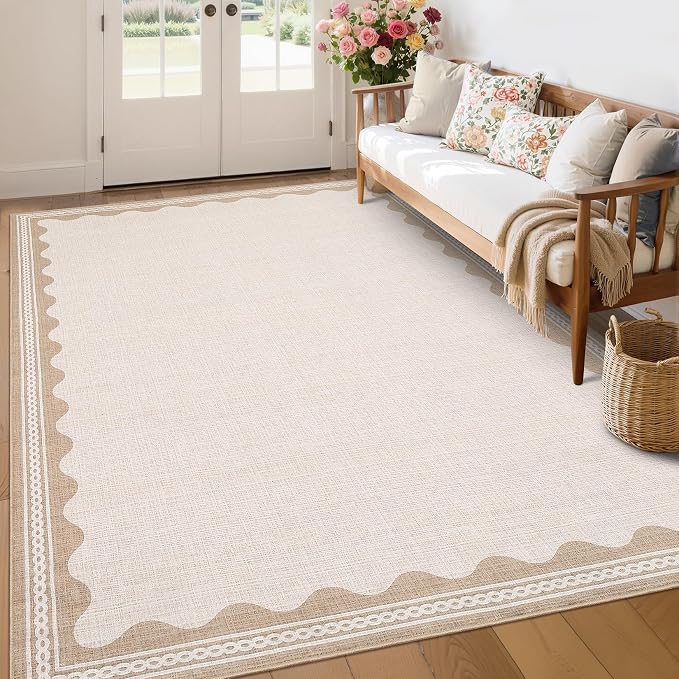 GarveeHome Scalloped Beige 8x10 Rug - Image 4