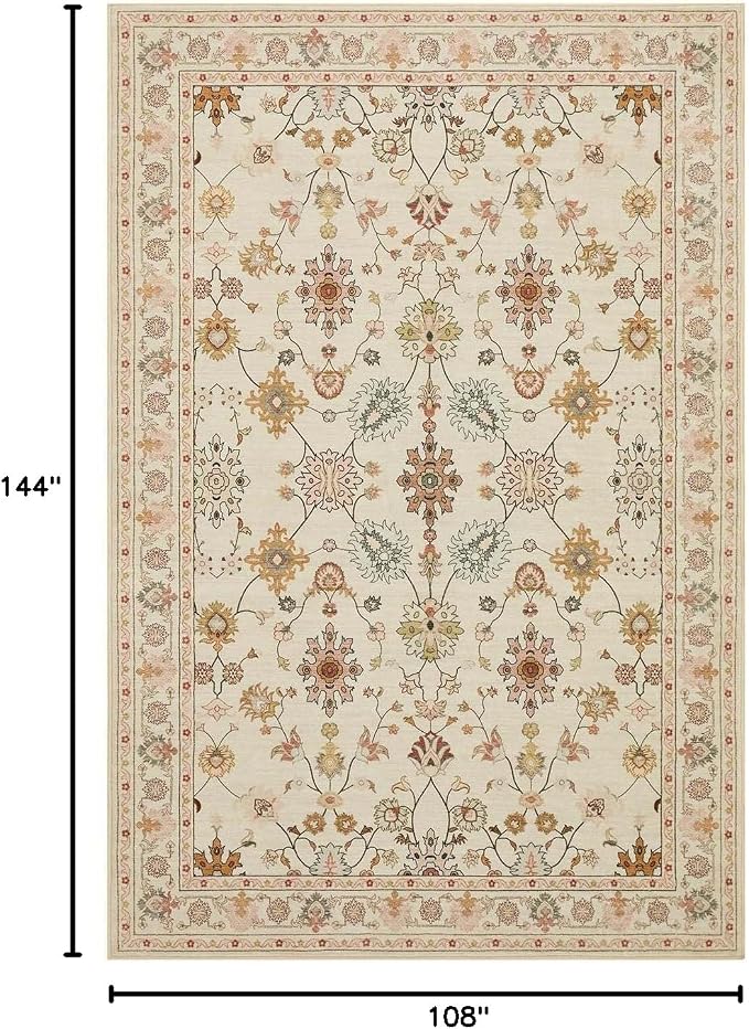 Rugxara Large 9X12 Rugs for Living Room Bedroom, Washable Rug, Vintage Boho - Image 2