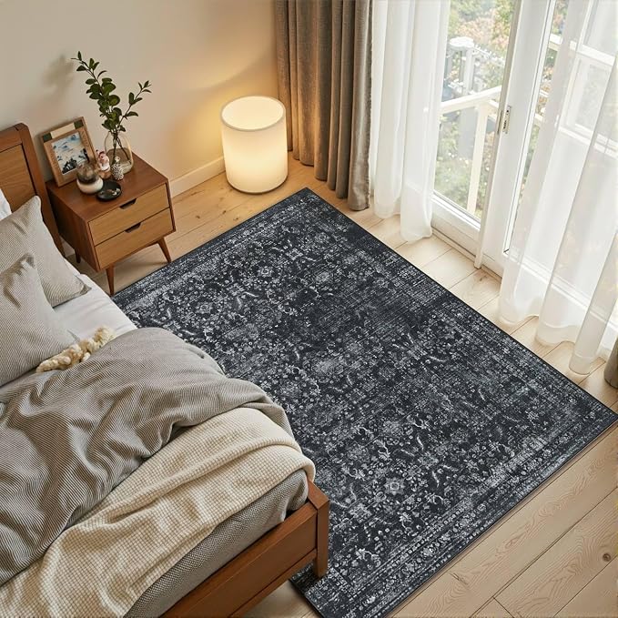 Rugxara 3x5 Rug for Entryway Bedroom, Vintage Retro Boho Throw Rug, Non Slip & - Image 2