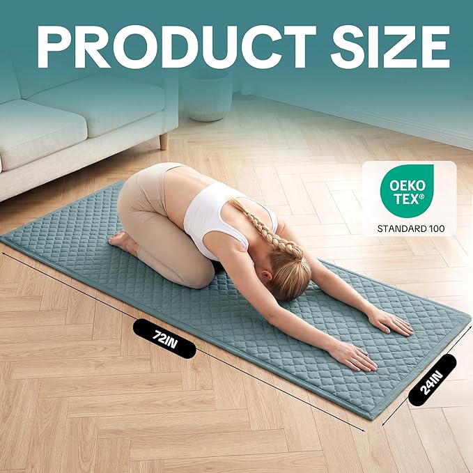MABOZOO Cotton Yoga Mat, Non-Slip Breathable Yoga Rug - Image 2