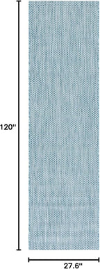 SAFAVIEH Courtyard Collection 2'3" x 10' Aqua/Grey CY8521 Indoor/ Outdoor - Image 2