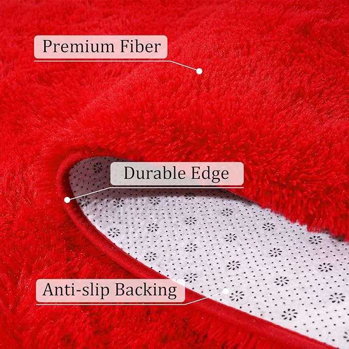 BENRON Fluffy Rugs for Living Room 5x8 Red, Washable Large Area Rugs for - Image 5