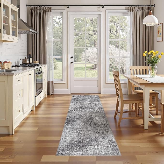 DMOYEST Washable Runner Rug for Hallway: 2.6x8 Neutral Modern Abstract Low Pile - Image 5