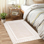Small Area Rug 2x3 Modern Checkered Entry Rug Solid Color Scalloped Kitchen - Image 4