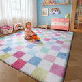 KICMOR Pink Rainbow Checkered Rug by KICMOR