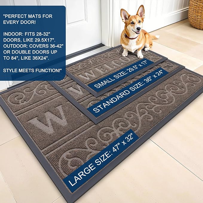 OLANLY Welcome Door Mat Indoor Outdoor Entrance, Heavy Duty Sturdy Front Door - Image 3