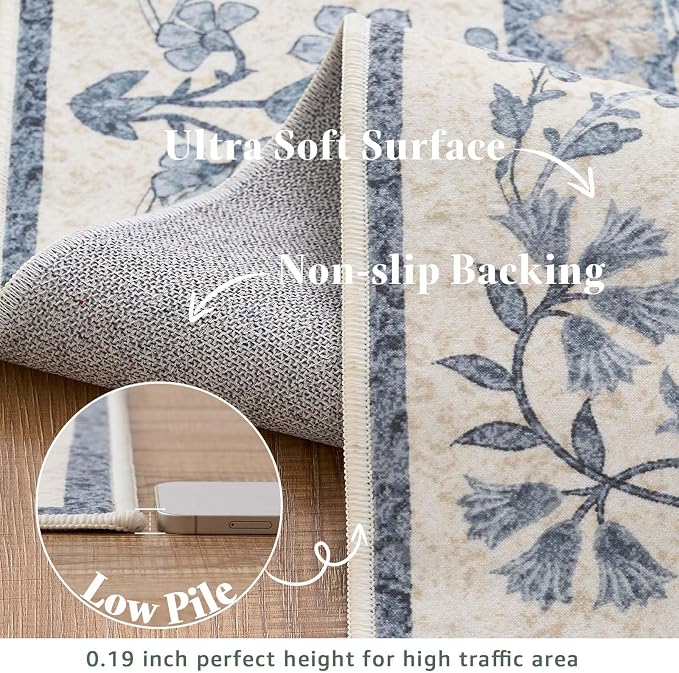 jinchan Zenith Round Rug 5ft Area Rug Soft 5'Round Floral Aesthetic Rug - Image 6