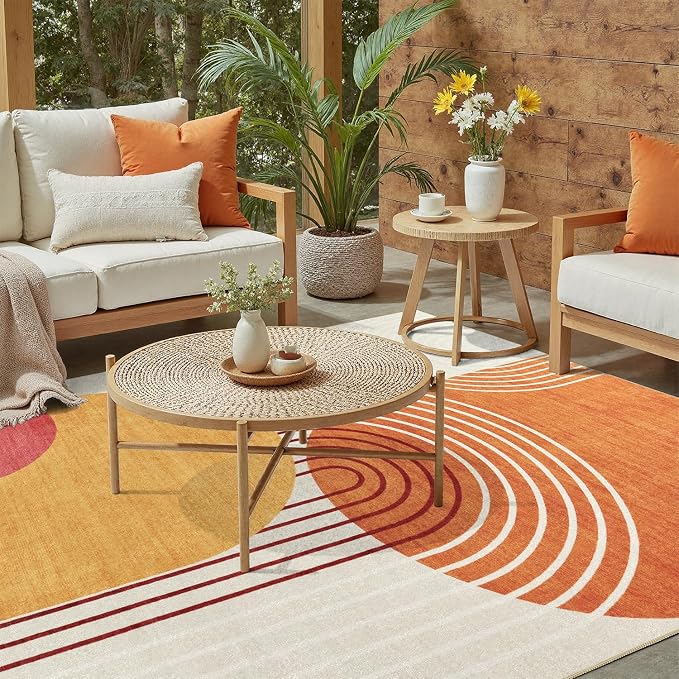 DCX Abstract Machine Washable 6x8 Rug, Mid Century Modern Rug - Image 4