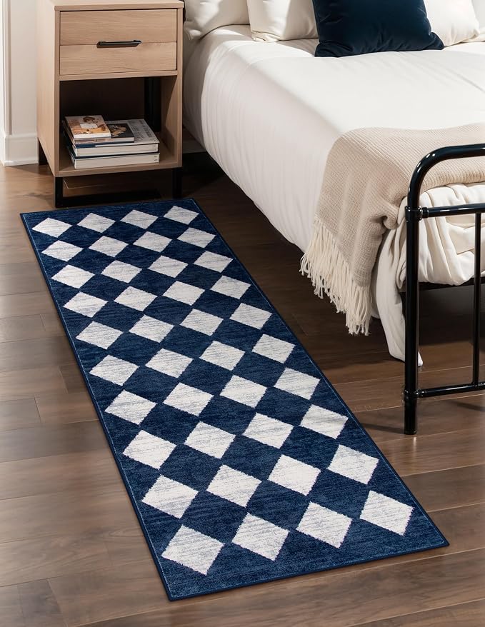 Lahome Zelie Checkered Washable Runner Rug, 2x6 Rug Runners - Image 3