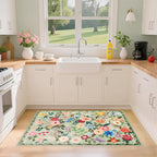 Entryway Rug 2X3 Small Rugs: Floral Washable Door Mat Vintage Soft Low Pile - Image 4