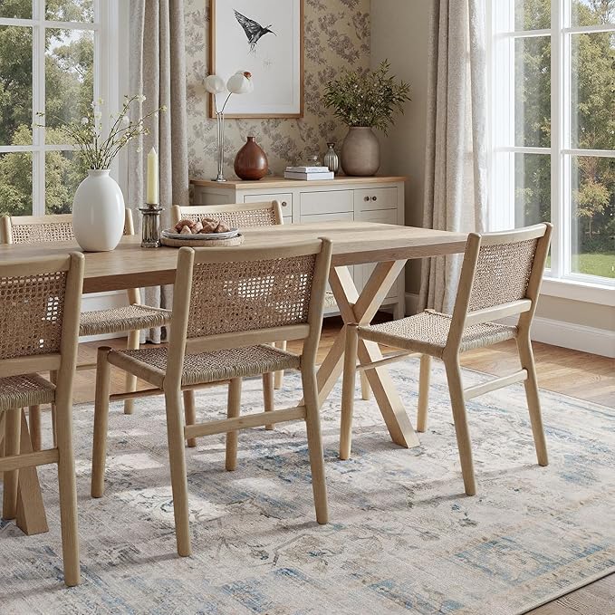 DCX 8x10 Haze Blue Rug, Machine Washable Stain Resistant Distressed Vintage Rug - Image 5