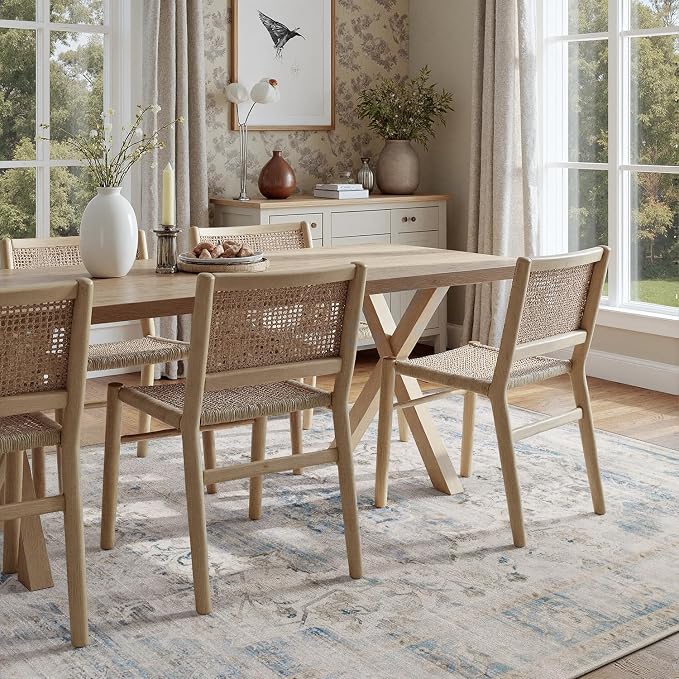 DCX 4x6 Haze Blue Rug, Machine Washable Stain Resistant Distressed Vintage Rug - Image 3