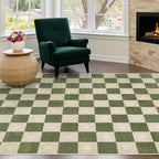 5x8 Checkered Washable Area Rug, Non-Slip Farmhouse Checkerboard Carpet by KiginaraArt