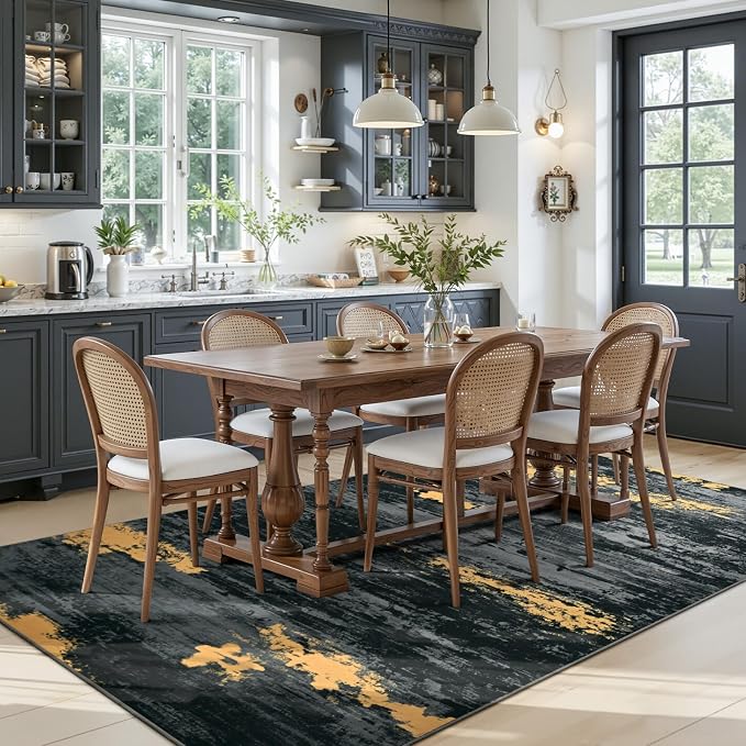 Toneed Abstract Area Rug Modern Washable Rug Soft Non Slip Rug Low Pile - Image 3