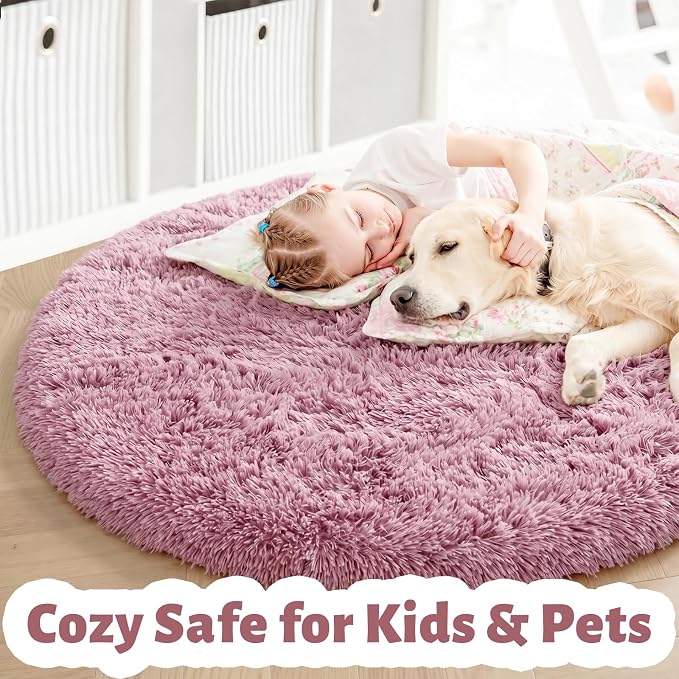 Amdrebio Blush Pink Circle Round Rug 5Ft - Image 4