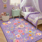 RELEANY Floral 5x8 Area Rugs Washable Print Boho Cute Carpet Non Slip Flower - Image 2