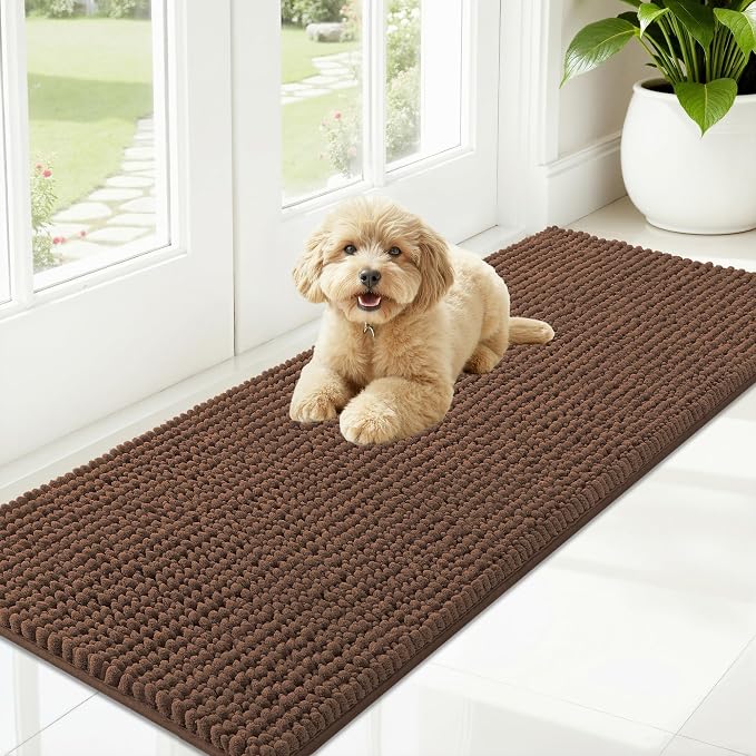 OLANLY Dog Door Mat for Muddy Paws 59x20, Ultra Absorbent Chenille Mud Doormat by OLANLY
