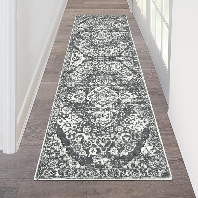 HEBE Hallway Runner Rug 2'x6' Washable Vintage Distressed Area Rugs Non Slip by HEBE