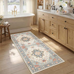 RELEANY Area Rugs Runner 2'6"x5' Washable Non-Slip, Floral Vintage Distress by RELEANY