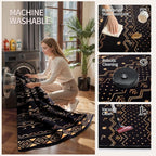 SERISSA 2x4 Rugs for Entryway, Washable Non-Slip Black and Gold Small Runner Rug - Image 4