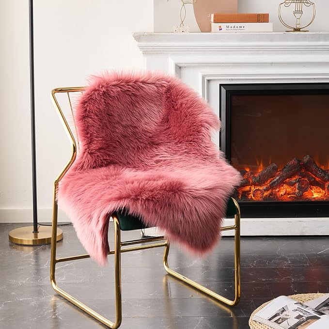 EasyJoy Ultra Soft Fluffy Shaggy Area Rug Faux Fur Rug Chair Cover Seat Pad - Image 2