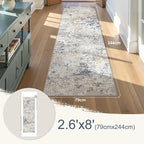 DMOYEST Washable Runner Rug for Hallway: 2.6x8 Neutral Modern Abstract Low Pile - Image 2