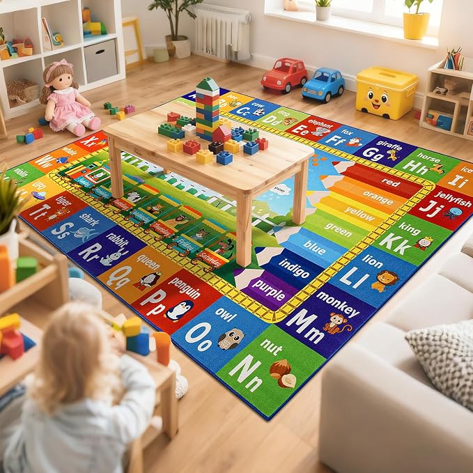 ABC Rug for Playroom Classroom Bedroom, 6x9 Kids Educational Area Rug for - Image 9