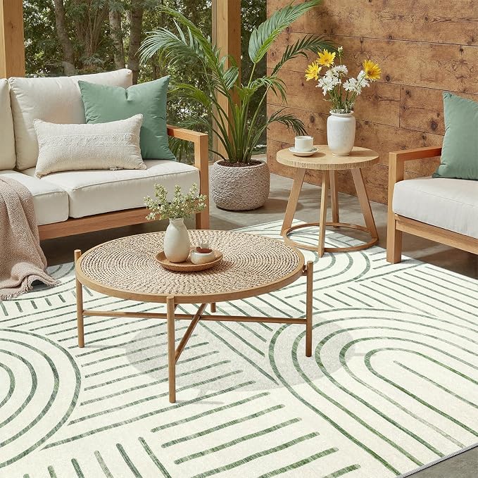 DCX Abstract Machine Washable 6x9 Rug, Sage Green Modern Accent Rug - Image 5