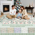 Round Area Rug for Living Room: 6 ft Floral Washable Circle Rug Soft Non-Slip - Image 9