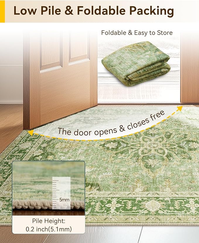 RELEANY Area Rugs Runner 2'6"x8' Washable Non-Slip, Floral Vintage Distress - Image 7