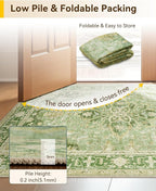 RELEANY Area Rugs Large 10'x12' Washable Non-Slip, Floral Vintage Distress - Image 4
