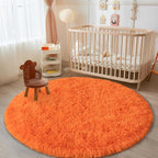 Round Orange Rug for Bedroom, 4 ft Circle Area Rugs for Living Room, Soft - Image 3