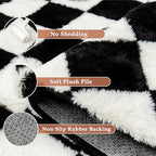 PureCozy Checkered Rug 4x6 Fluffy Shag Living Room Black and White Area Rug - Image 6