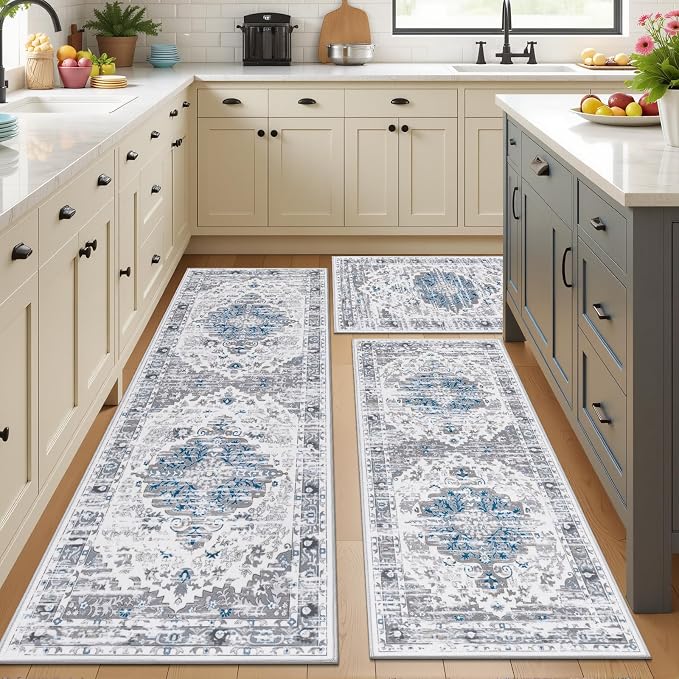 Ileading Boho Kitchen Rugs Set of 3 Washable Kitchen Mats - Image 6