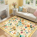 RELEANY Floral 4x6 Area Rugs Washable Print Boho Cute Carpet Non Slip Flower by RELEANY