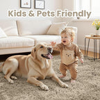 8x10 Area Rugs for Living Room Rug: Soft Fluffy Shag Gray Camel Rugs for Bedroom - Image 3