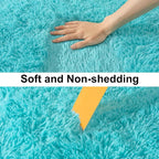 Soft Runner Rugs for Bedroom Hallways, 2x6 Teal Blue Fluffy Shag Throw Area Rug - Image 6