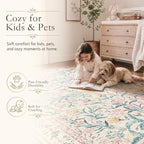 Wonnitar Washable Area Rug 6x9, Boho Non Slip Non-Shedding Pastel Nursery Carpet - Image 7