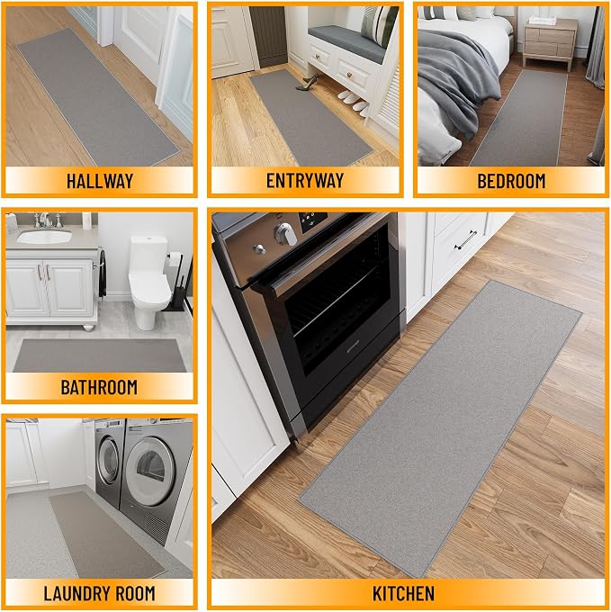 Ottomanson Hallway Runner Rug 1'10" x 6' Non Slip Solid Area Rugs Easy to Clean - Image 3