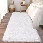 Soft Runner Rugs for Bedroom Hallways, 2x6 White Fluffy Shag Throw Area Rug Non - Image 2