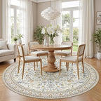 Round Area Rug for Living Room: 6ft Washable Vintage Boho Soft Thin Circle Rug - Image 3