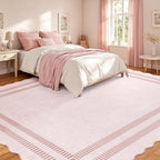 Pink Rugs for Living Room 9x12, Machine Washable Scalloped Area Rugs for - Image 3