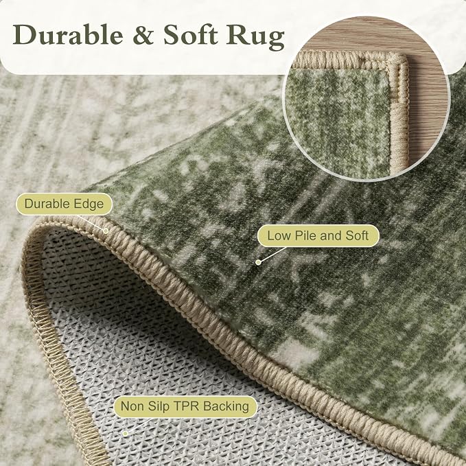 6x9 Area Rugs for Living Room Non Slip Machine Washable Rug Distressed Abstract - Image 5
