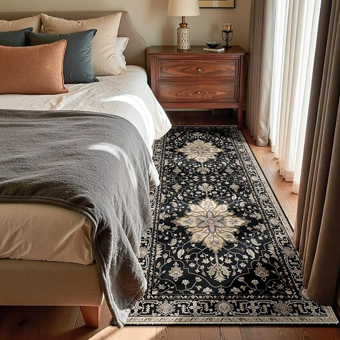 RELEANY Area Rugs Runner 3'x7' Washable Non-Slip, Floral Vintage Distress - Image 2