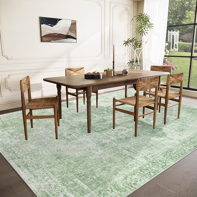 Area Rug 10x14 Washable Rug, Vintage Boho Medallion Rugs Non-Slip Soft Low Pile - Image 3