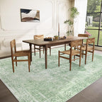Area Rug 10x14 Washable Rug, Vintage Boho Medallion Rugs Non-Slip Soft Low Pile - Image 3