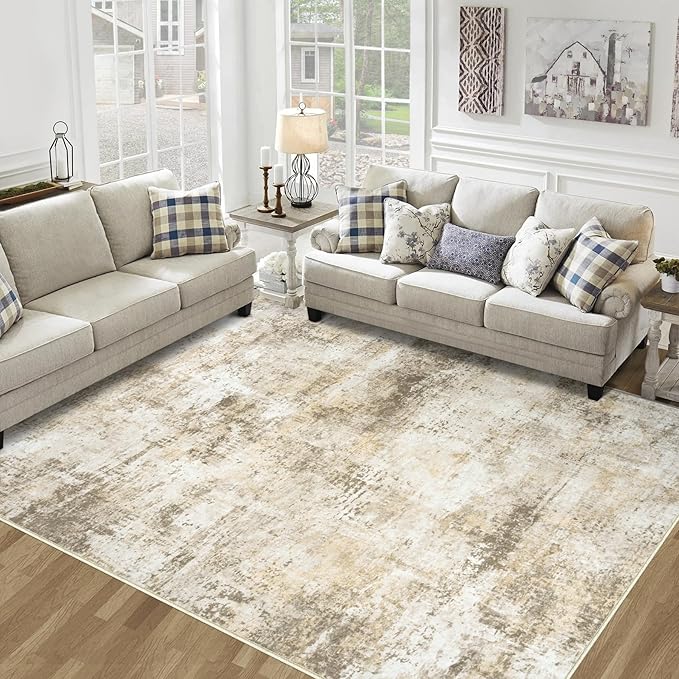 8x10 Area Rugs for Living Room Bedroom: Abstract Washable Rug by Tosuoka