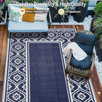HUGEAR Outdoor Rug 8x10 Patio Camping Carpet Waterproof Mat Blue Outside - Image 4
