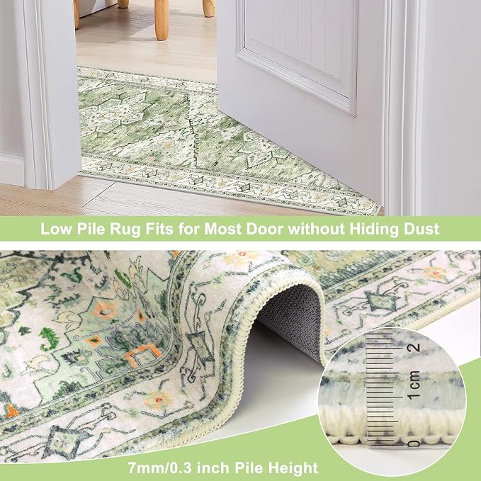Yamaziot Washable Area Rug, 2x3 Small Entryway Rug Non-Slip Boho Vintage Rug - Image 4