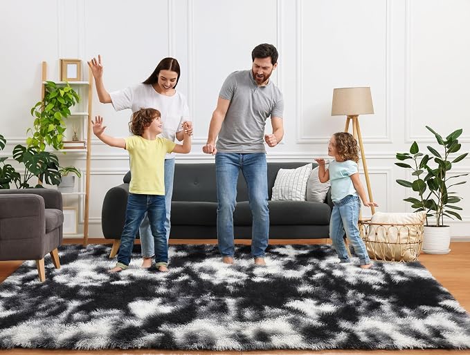 ONASAR Black and White Rugs for Bedroom Living Room, Fluffy 4x6 Indoor Bedside - Image 8